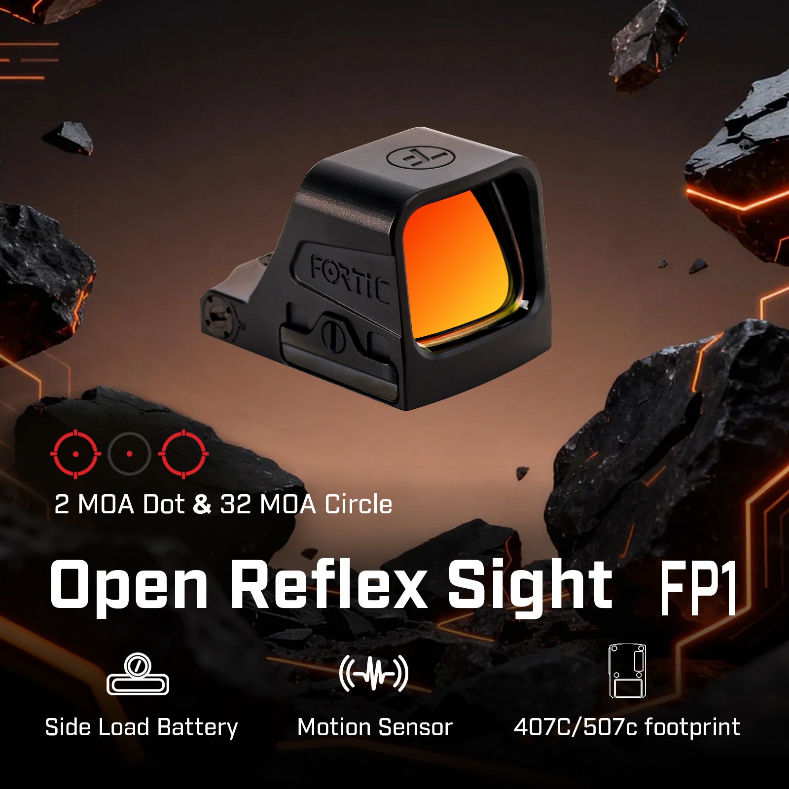 FORTIC FP1 RMR Footprint Open 2&32MOA Red Circle Dot Sight