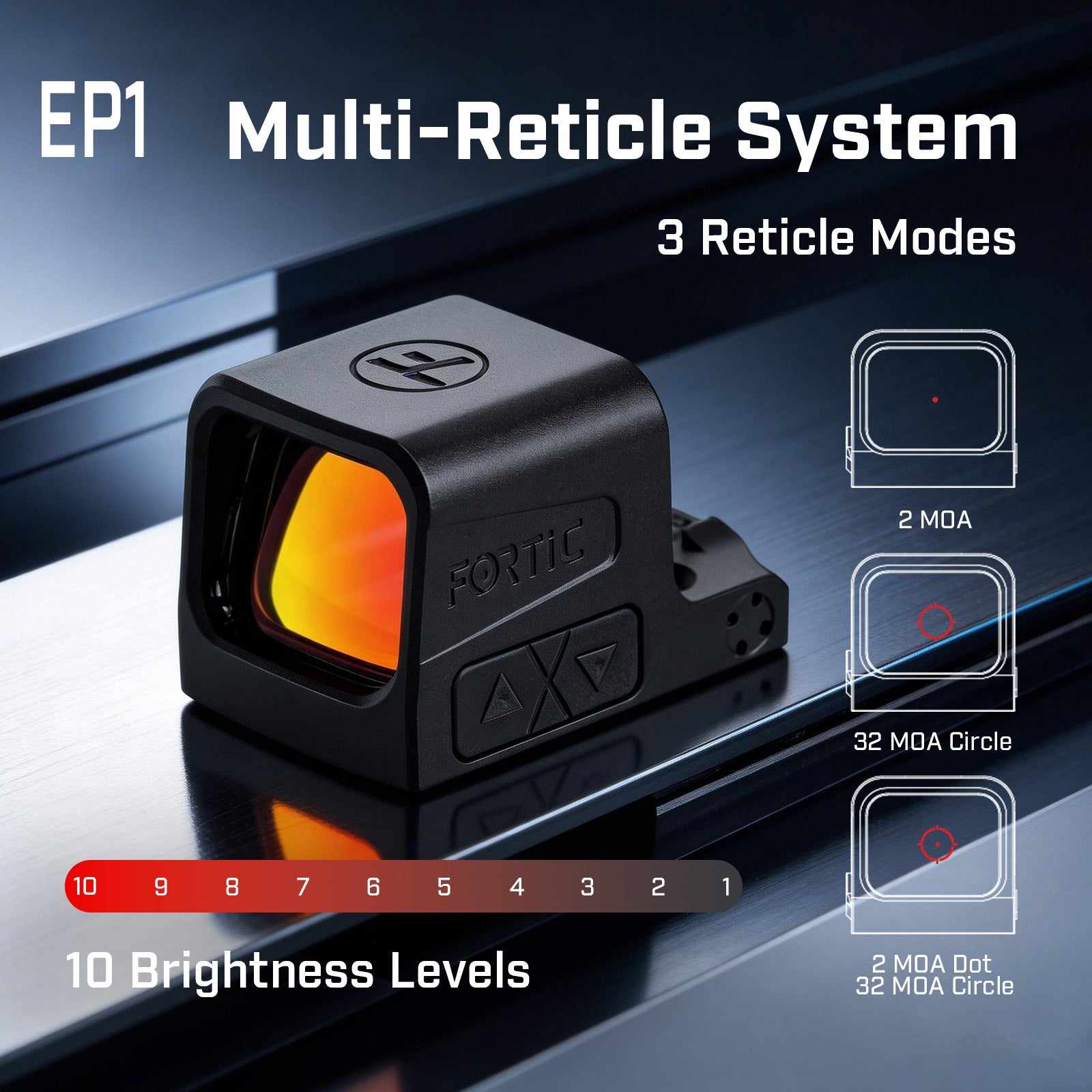 FORTIC EP1 RMSc/K Footprint Enclosed 2&32MOA Red Dot Sight